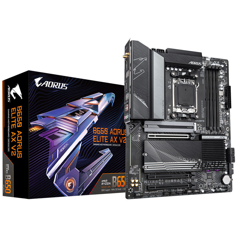 Gigabyte B650 Aorus Elite AX V2 hovedkort forfra