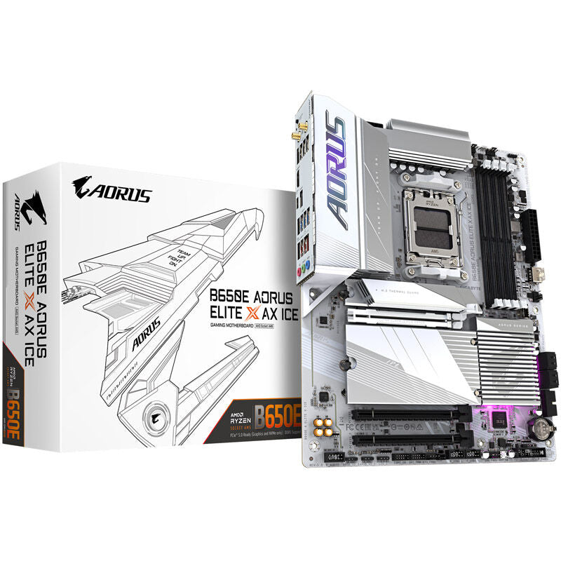 Gigabyte B650E Aorus Elite X AX ICE hovedkort forfra