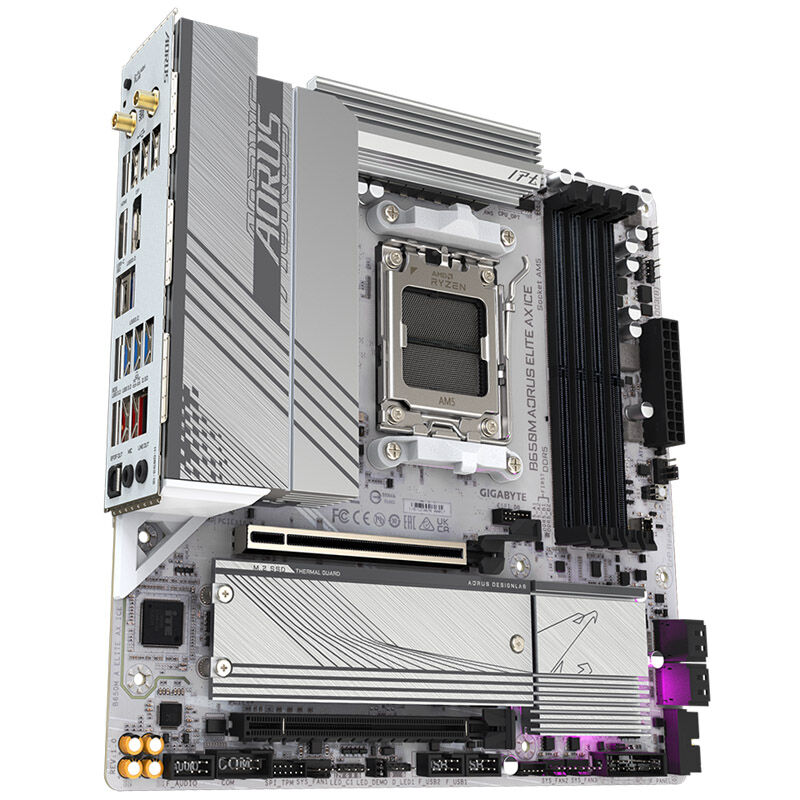 Gigabyte B650M Aorus Elite AX ICE hovedkort bakside