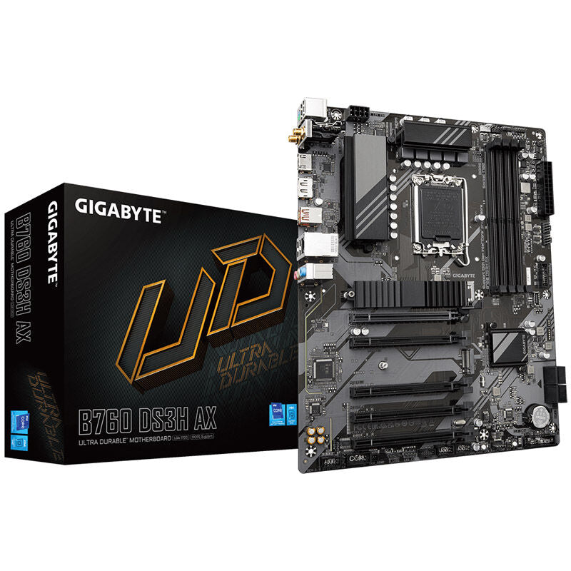 Gigabyte B760 DS3H AX hovedkort forfra