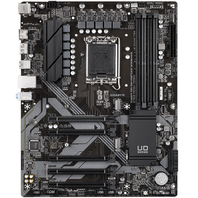 Detalj av Gigabyte B760 DS3H DDR4 hovedkort med M.2 slot