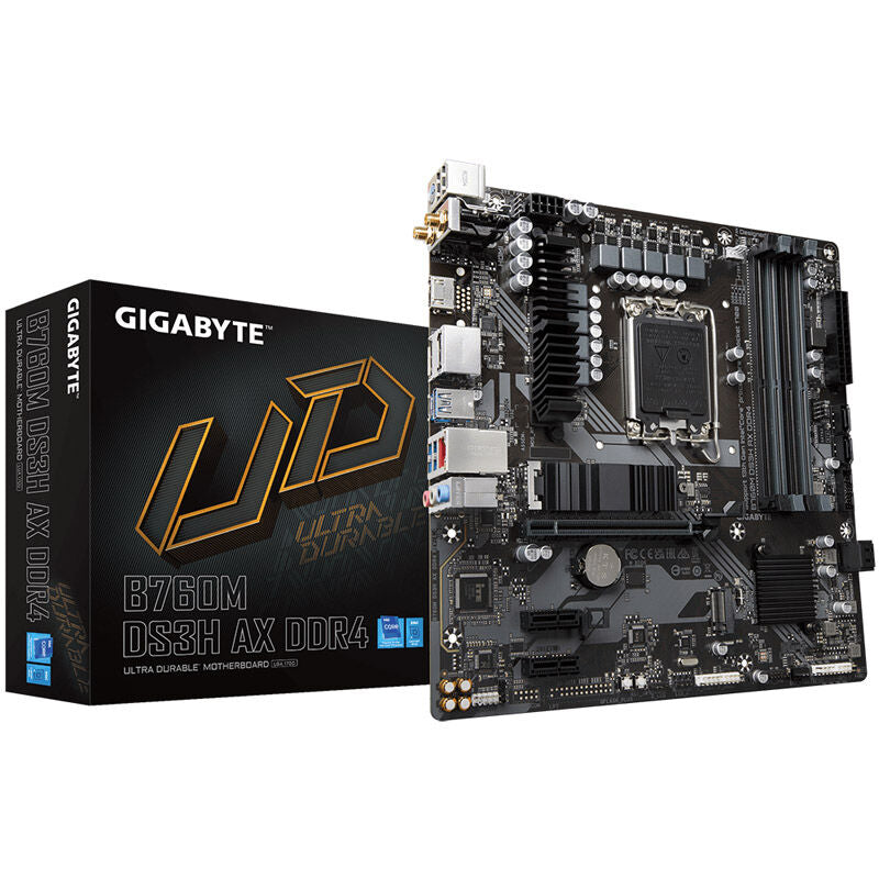 Gigabyte B760M DS3H AX DDR4 hovedkort forfra