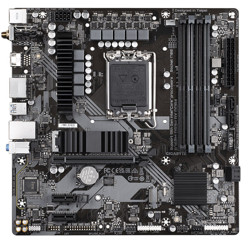 Nærbilde av Gigabyte B760M DS3H AX DDR4 hovedkort PCIe slots