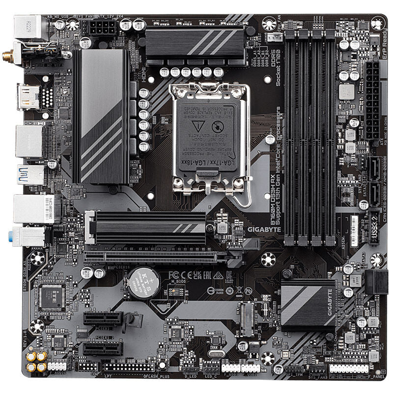 Detalj av Gigabyte B760M DS3H AX hovedkort komponenter