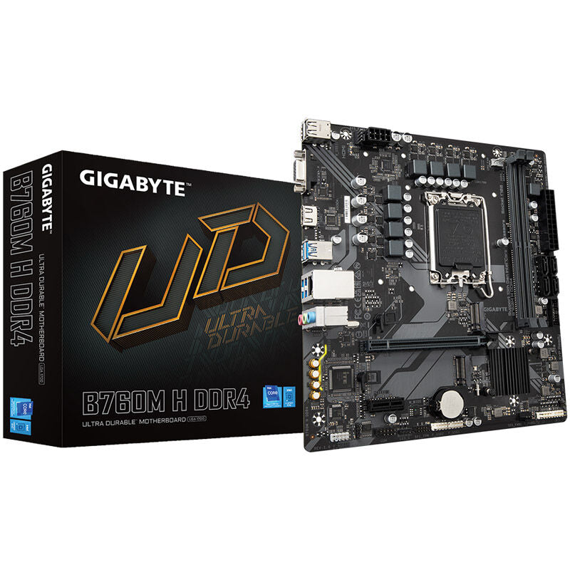 Gigabyte B760M H DDR4 hovedkort forfra