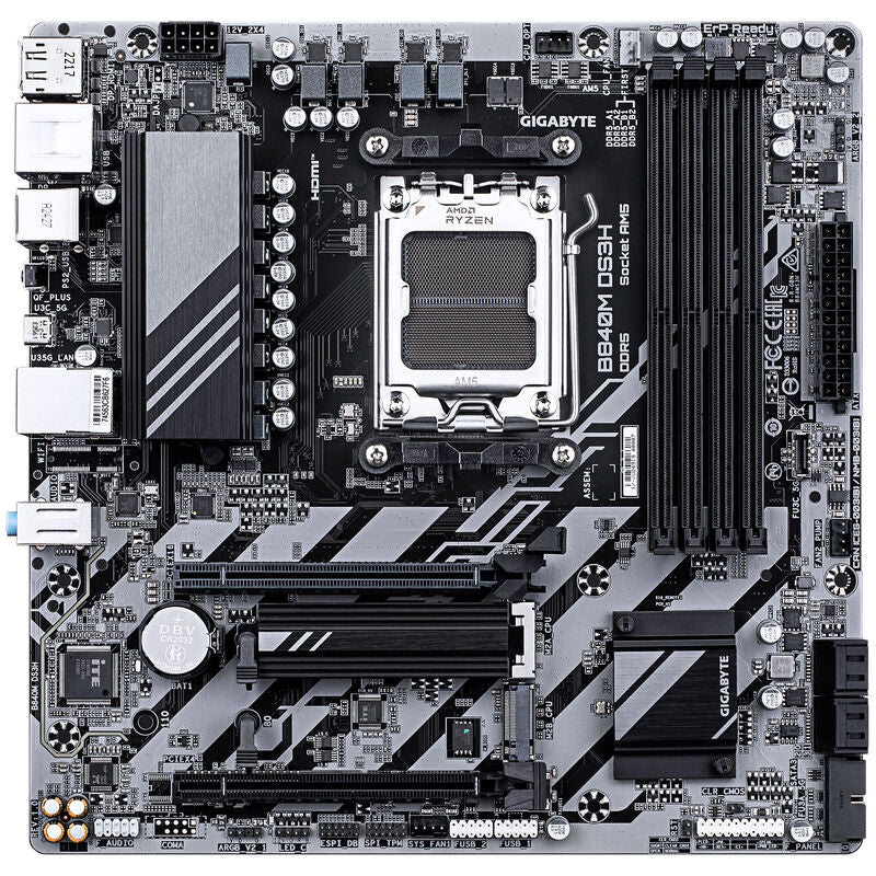 Gigabyte B840M DS3H hovedkort nærbilde av M.2 slots