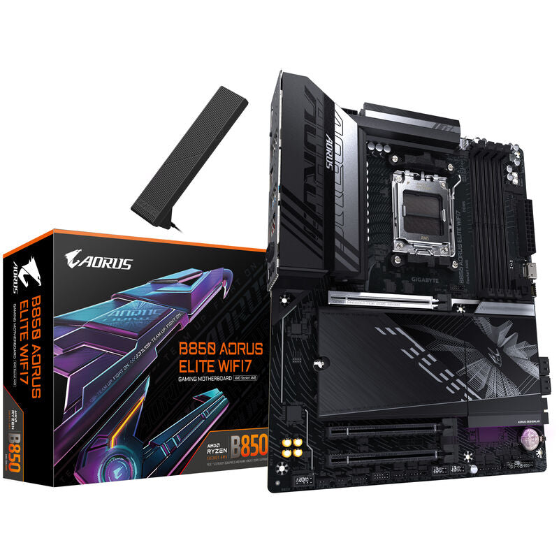 Gigabyte B850 Aorus Elite WiFi 7 hovedkort forfra