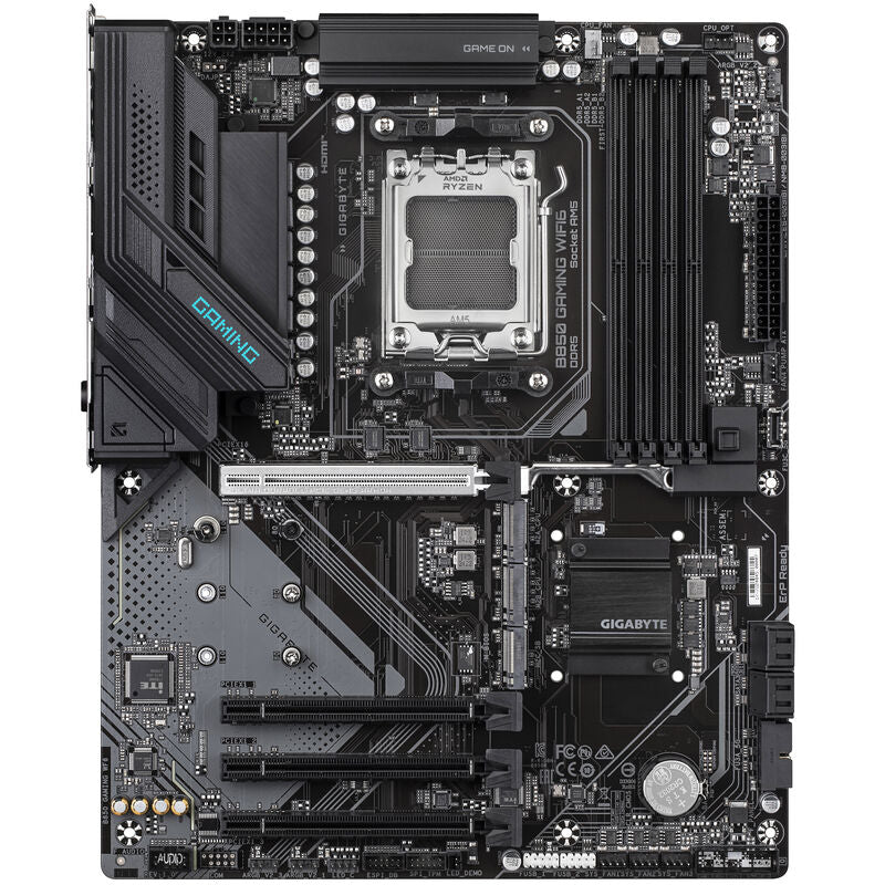 Detaljbilde av Gigabyte B850 Gaming WiFi6 hovedkort med kjøleribber