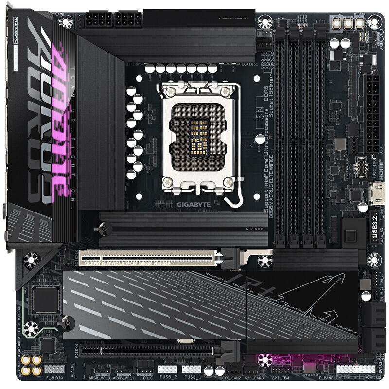 Detalj av Gigabyte B860M Aorus Elite WiFi6E hovedkort