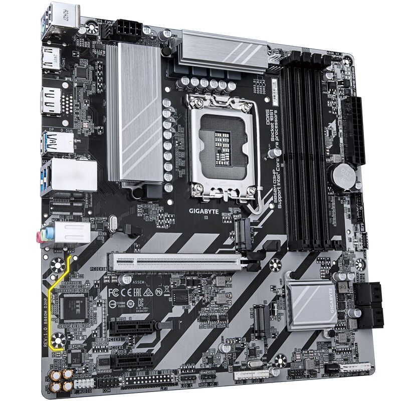 Gigabyte B860M D3HP hovedkort bakside med kontaktporter