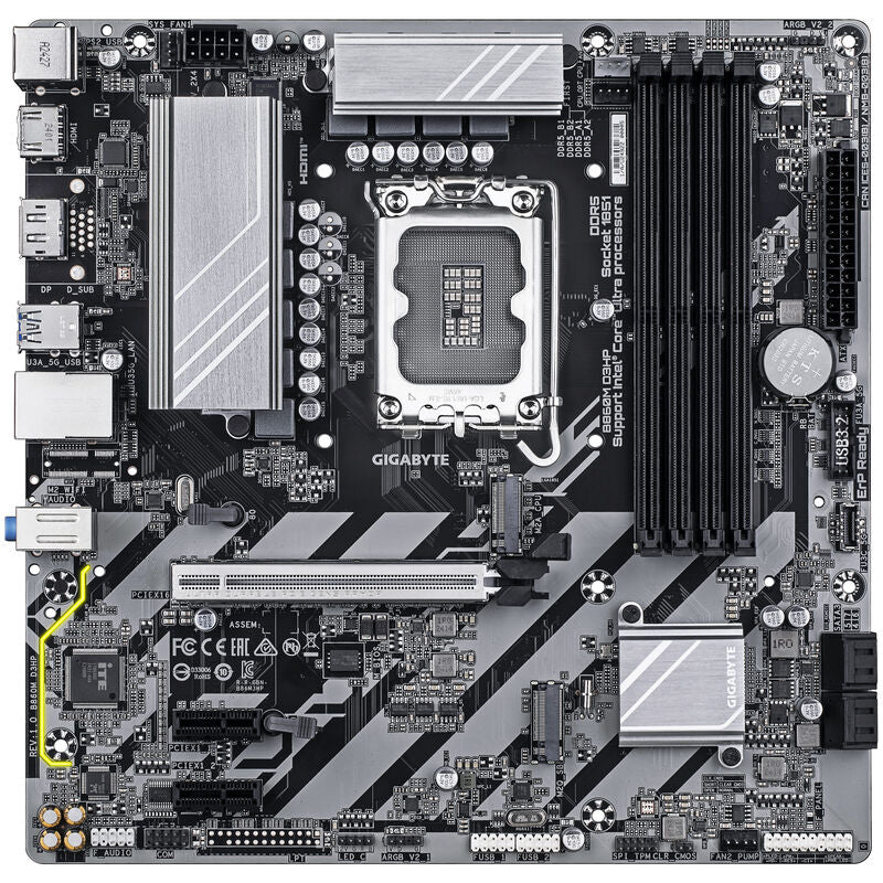 Detalj av RGB-lys på Gigabyte B860M D3HP hovedkort