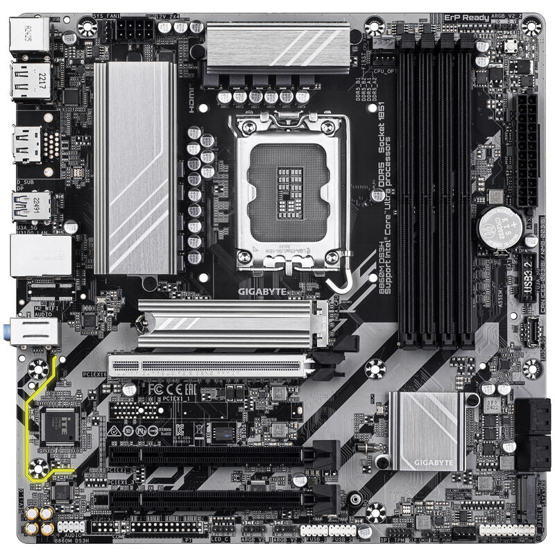 Detalj av Gigabyte B860M DS3H hovedkort PCIe 5.0 slot