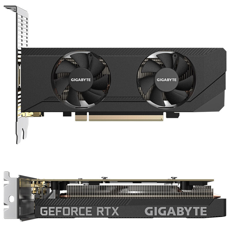 Detalj av kjølesystem på Gigabyte GeForce RTX 3050 OC Low Profile