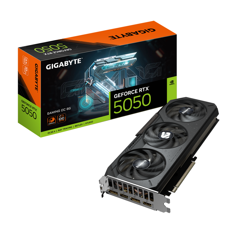 Gigabyte GeForce RTX 5050 Gaming OC grafikkort forfra