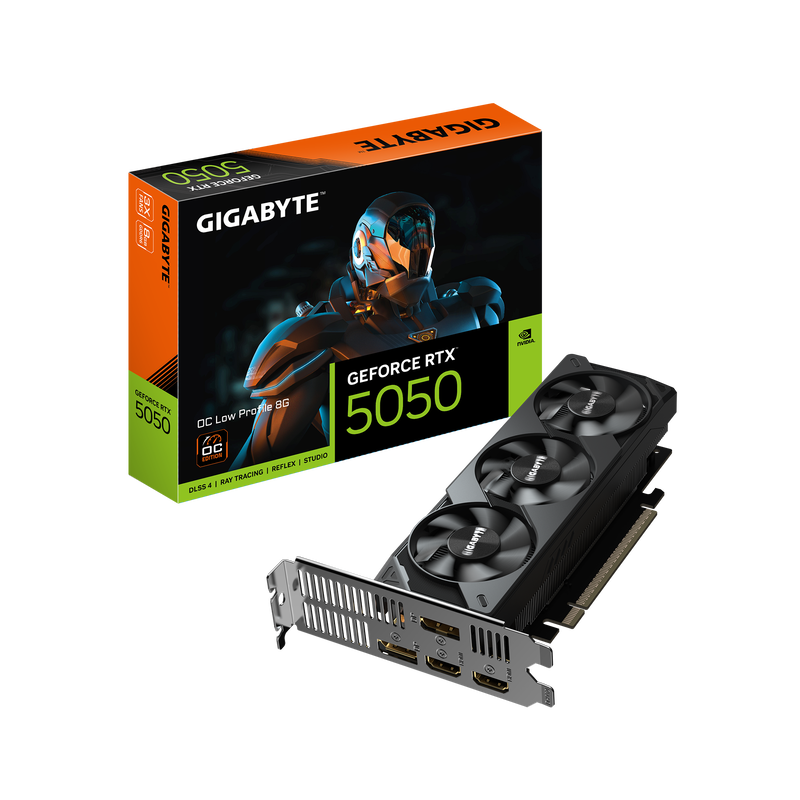 Gigabyte GeForce RTX 5050 OC Low Profile grafikkort forfra