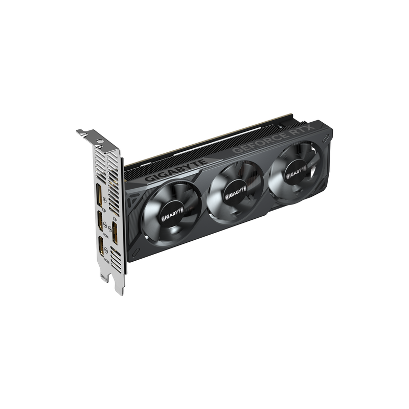 Nærbilde av GPU-chip på Gigabyte GeForce RTX 5050 OC Low Profile