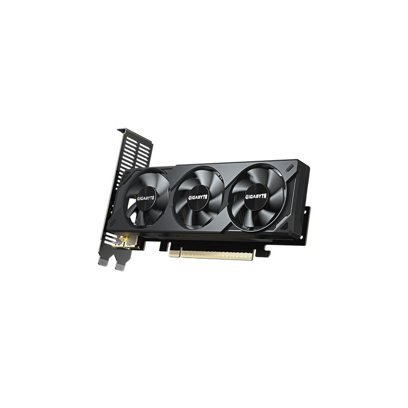 Montert Gigabyte GeForce RTX 5050 OC Low Profile i PC-kabinett
