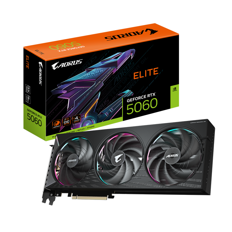 Gigabyte GeForce RTX 5060 Elite grafikkort forfra