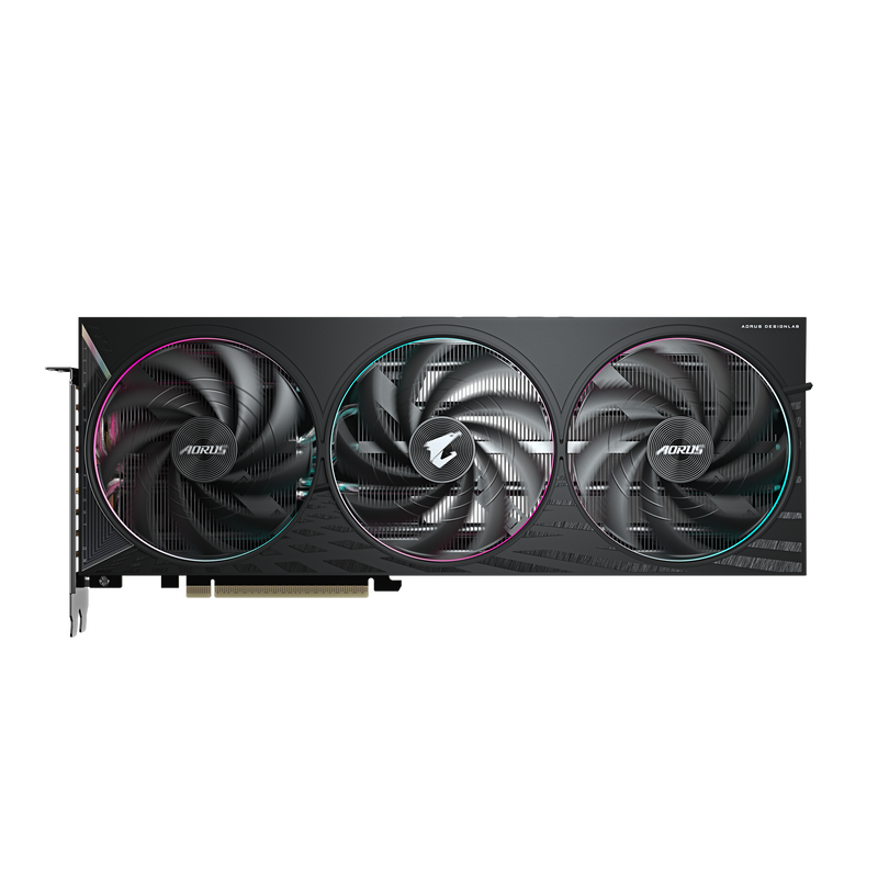 Detalj av RGB-belysning på Gigabyte GeForce RTX 5060 Elite grafikkort