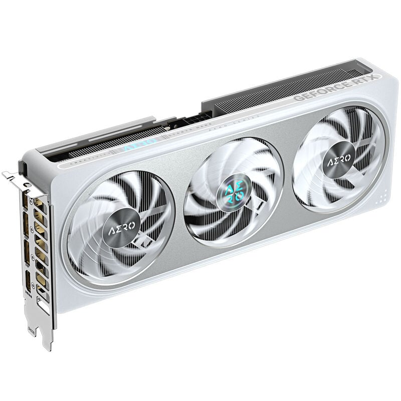Gigabyte GeForce RTX 5060 Ti Aero OC grafikkort hvit med LED-belysning