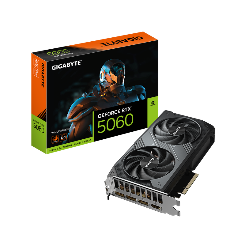 Gigabyte GeForce RTX 5060 Windforce OC grafikkort forfra