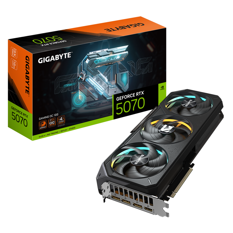 Gigabyte GeForce RTX 5070 Gaming OC grafikkort forfra