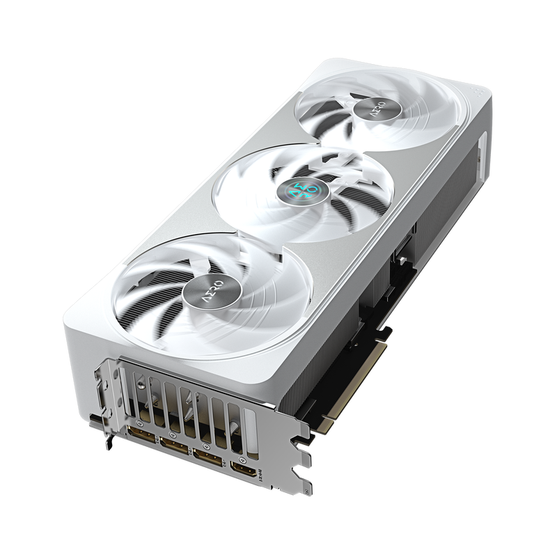 Visning av DisplayPort og HDMI på Gigabyte GeForce RTX 5070 Ti Aero OC