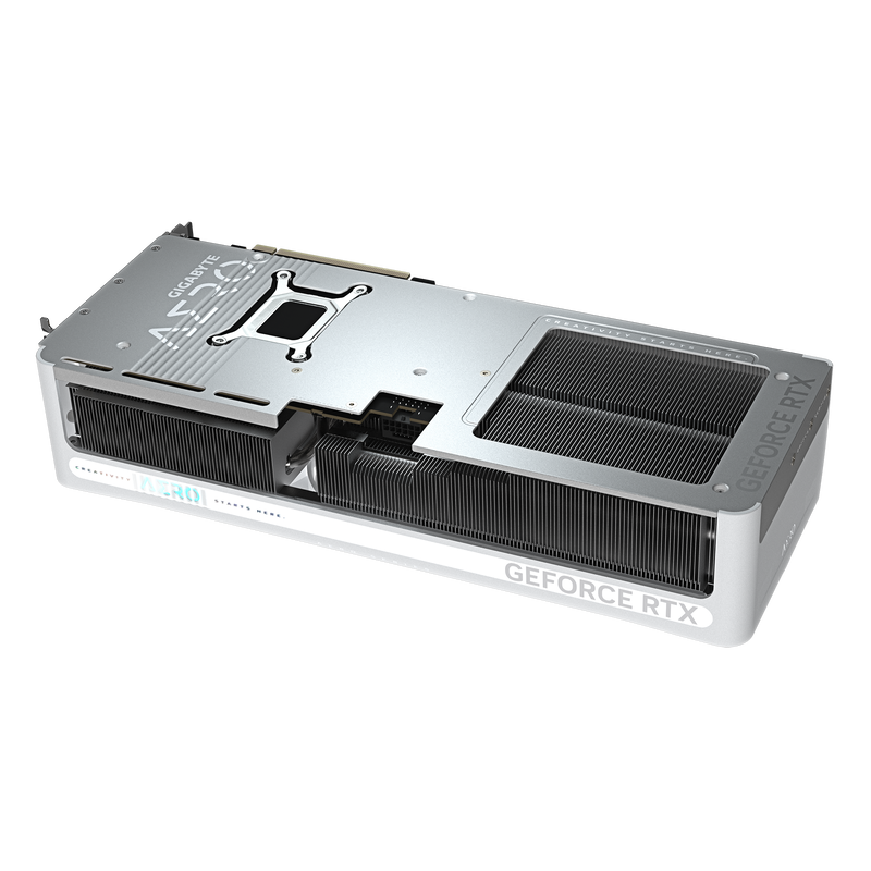 Gigabyte GeForce RTX 5070 Ti Aero OC grafikkort sideprofil hvit