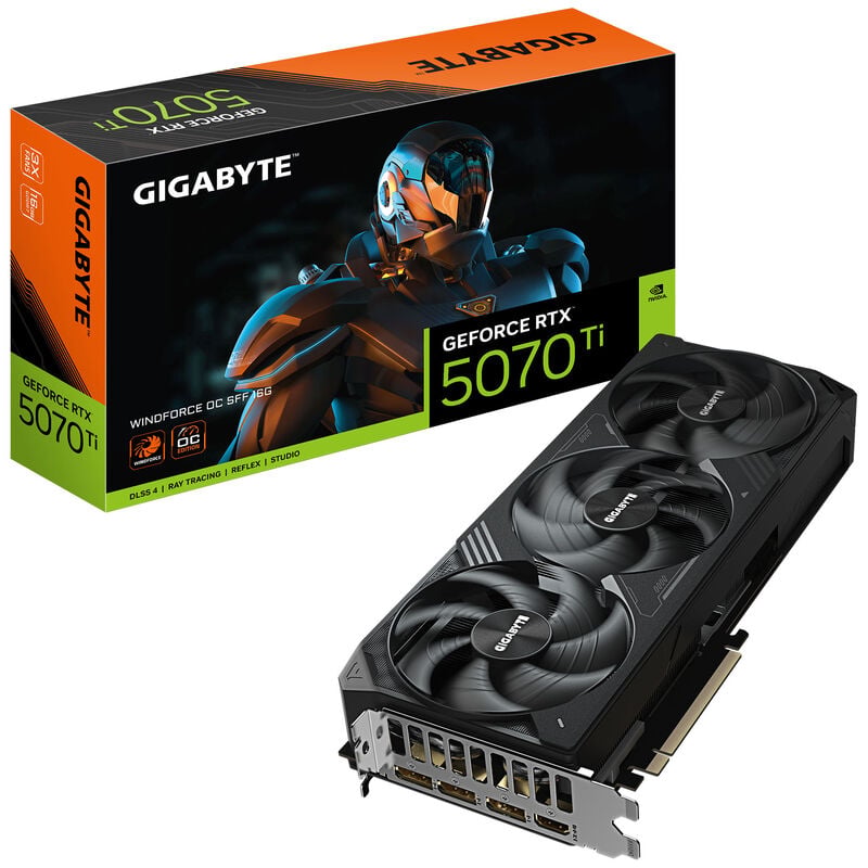 Gigabyte GeForce RTX 5070 Ti Windforce OC SFF grafikkort forfra