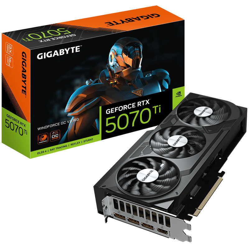 Gigabyte GeForce RTX 5070 Ti Windforce OC V2 grafikkort forfra