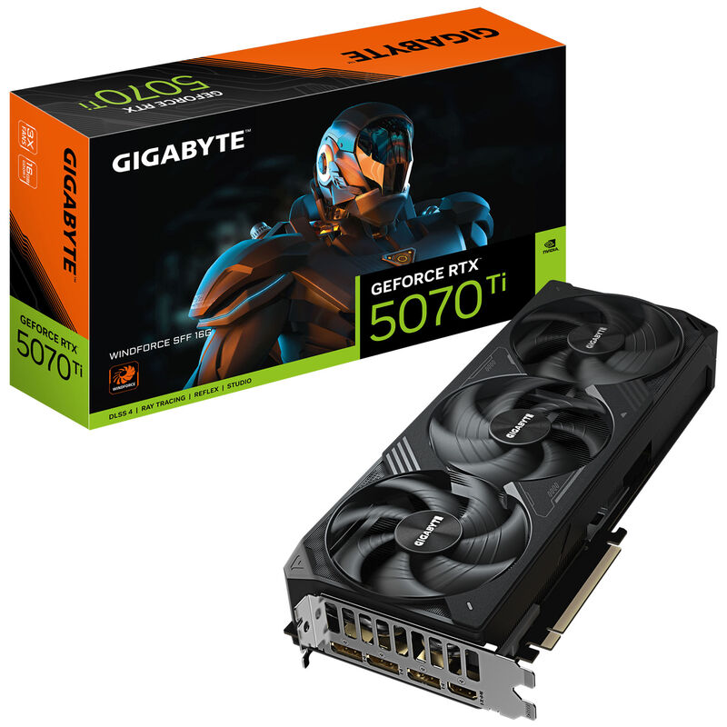 Gigabyte GeForce RTX 5070 Ti Windforce SFF grafikkort forfra