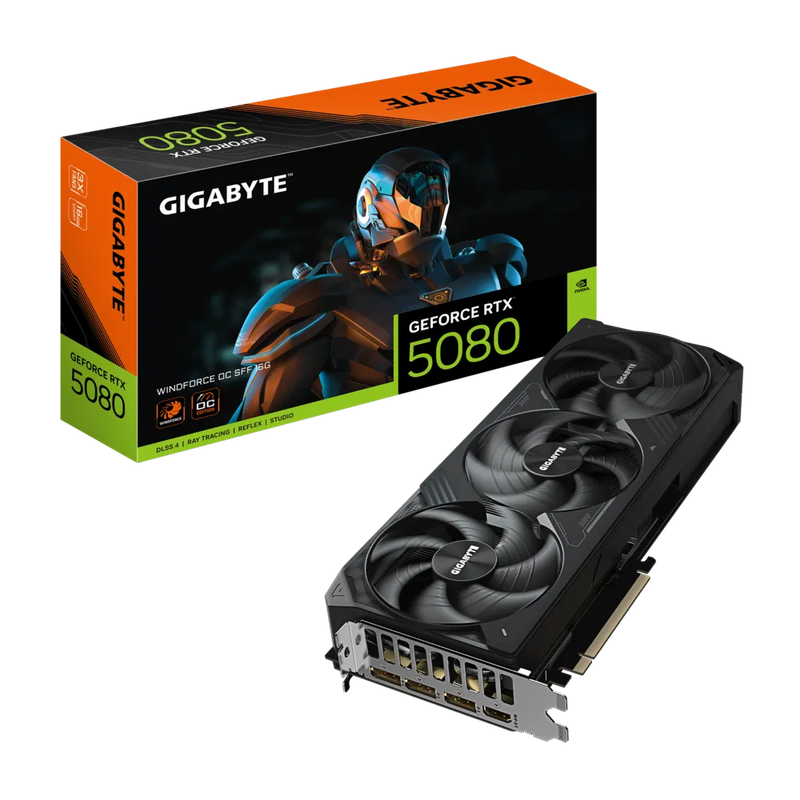 Gigabyte GeForce RTX 5080 Windforce OC SFF grafikkort forfra