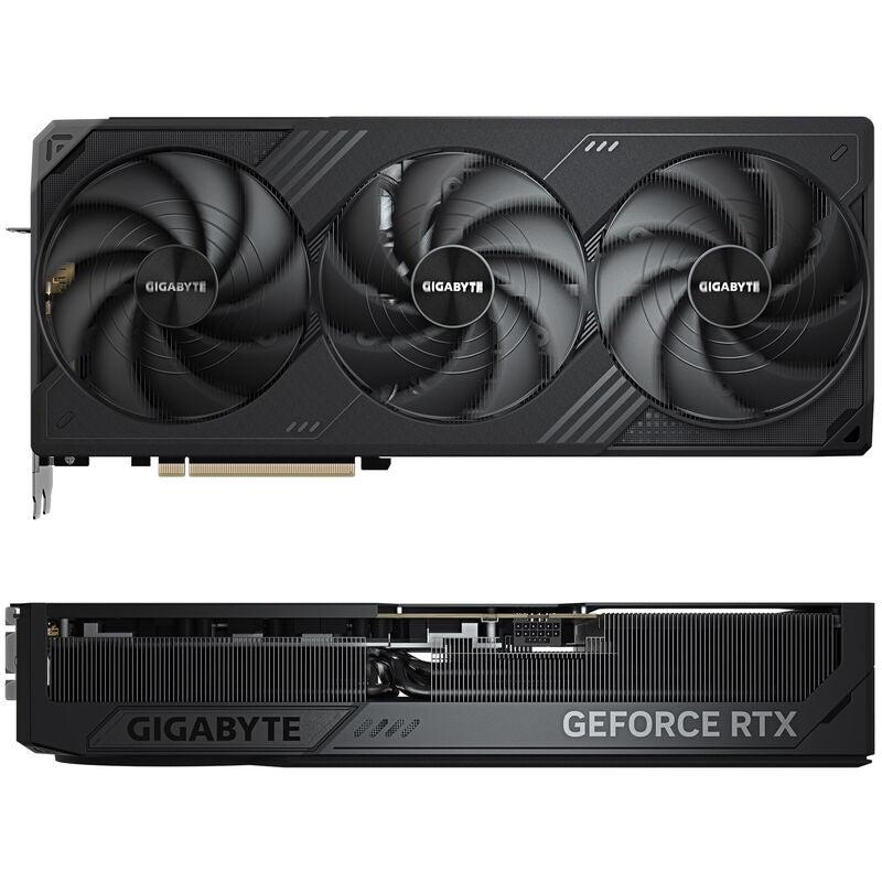 Nærbilde av Gigabyte GeForce RTX 5090 Windforce OC vifter