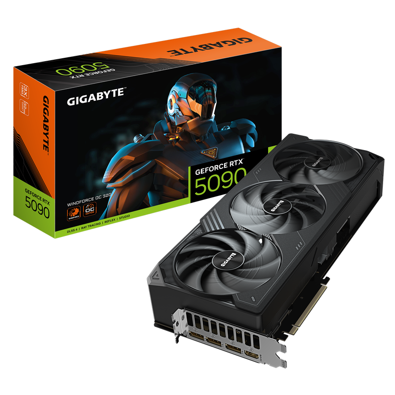 Gigabyte GeForce RTX 5090 Windforce OC grafikkort forfra