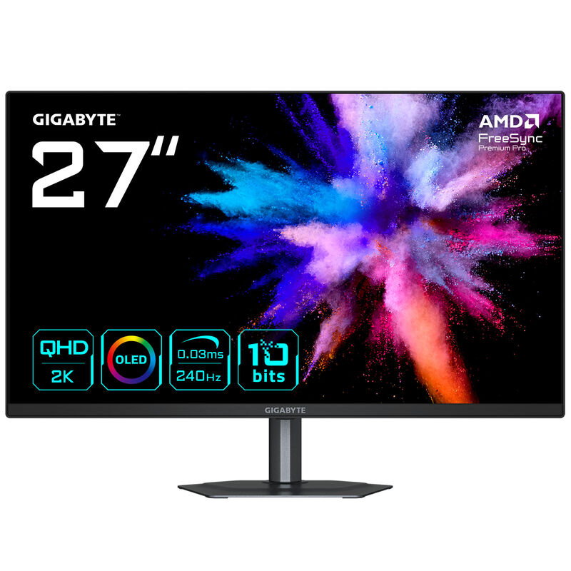 Gigabyte GO27Q24 gamingskjerm 27" QHD 240 Hz QD-OLED forfra