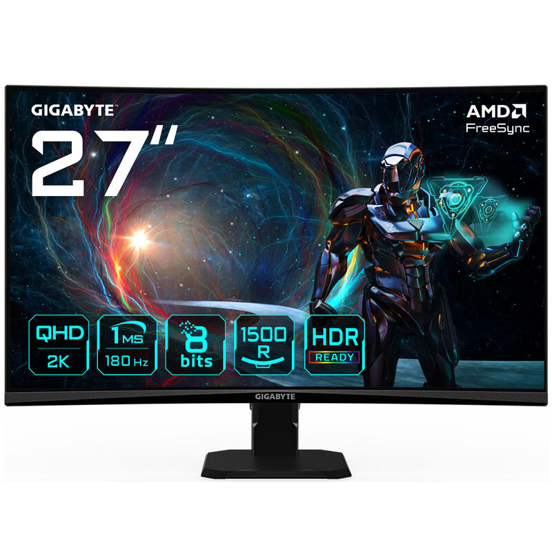 Gigabyte GS27QCA bakside med porter