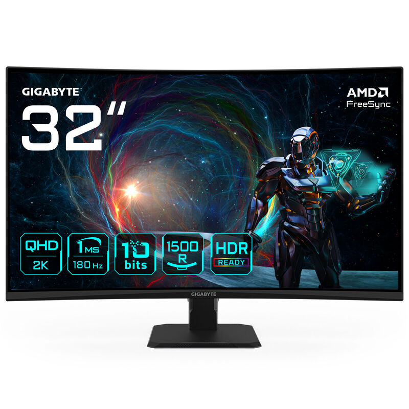 Gigabyte GS32QCA 32" curved gamingskjerm bakside