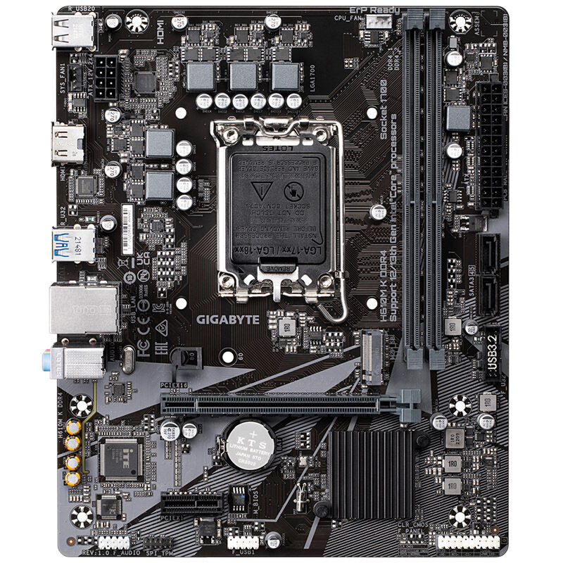 Detalj av Gigabyte H610M K DDR4 hovedkort