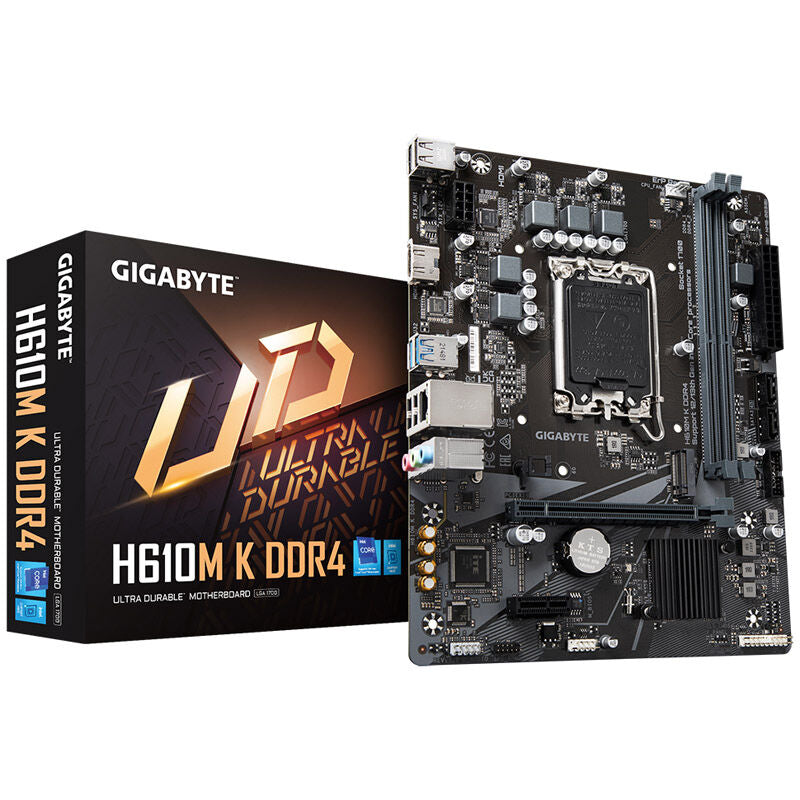 Gigabyte H610M K DDR4 hovedkort Micro-ATX forfra