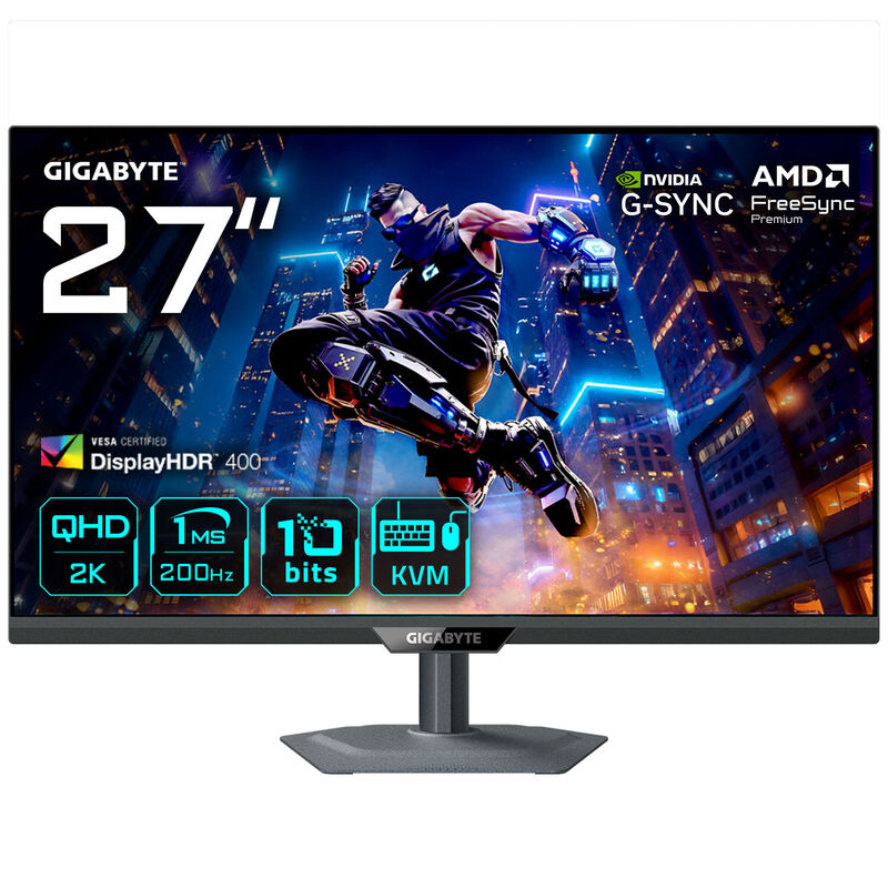 Gigabyte M27Q2 QD 27" QHD gamingskjerm forfra
