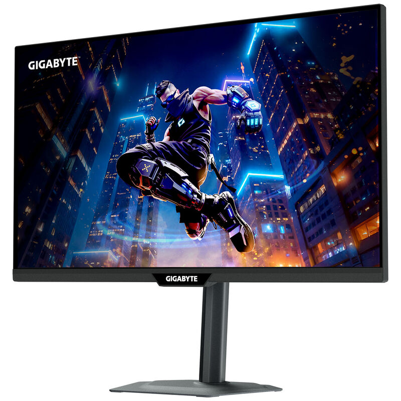 Detaljbilde av Gigabyte M27Q3 skjermens kontrollknapper