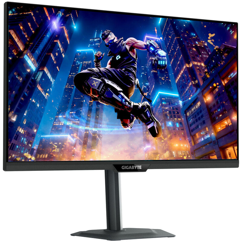 Gigabyte M27UP 27" UHD gamingskjerm bakside med tilkoblinger