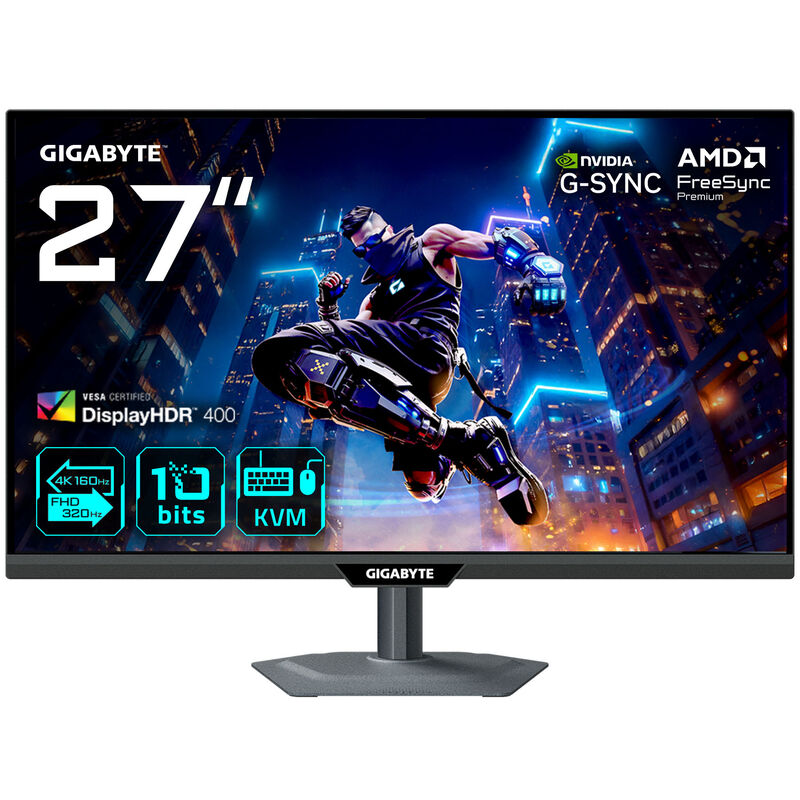 Gigabyte M27UP 27" UHD gamingskjerm forfra