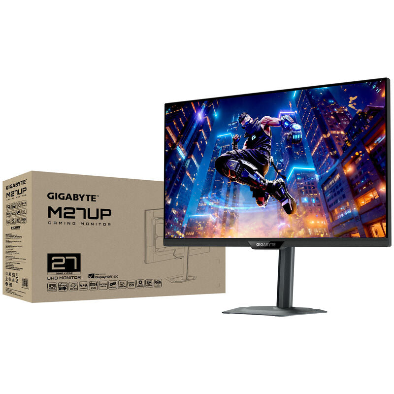 Sideprofil av Gigabyte M27UP 27" UHD gamingskjerm