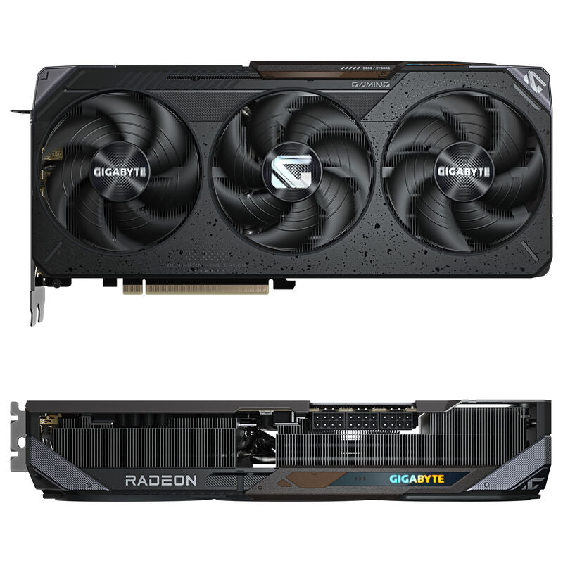 Detaljbilde av kjølesystem på Gigabyte Radeon RX 9070 XT GAMING OC