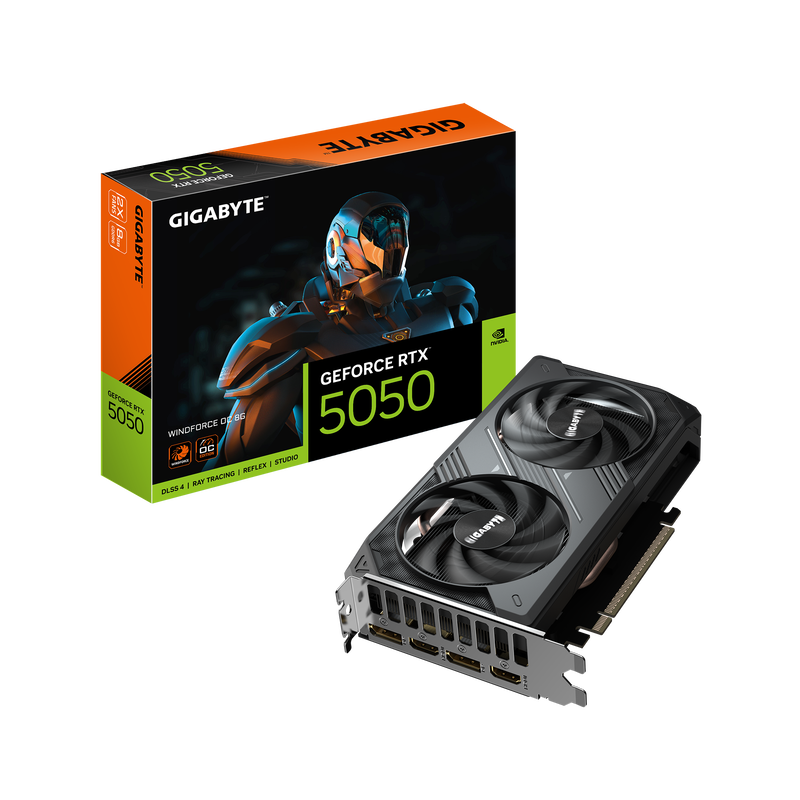 Gigabyte RTX 5050 Windforce OC grafikkort forfra