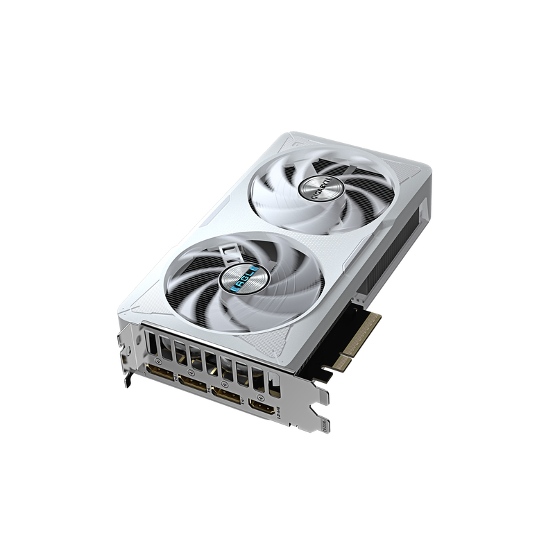 Detalj av PCIe-strømtilkobling på Gigabyte RTX 5060 Eagle OC ICE grafikkort