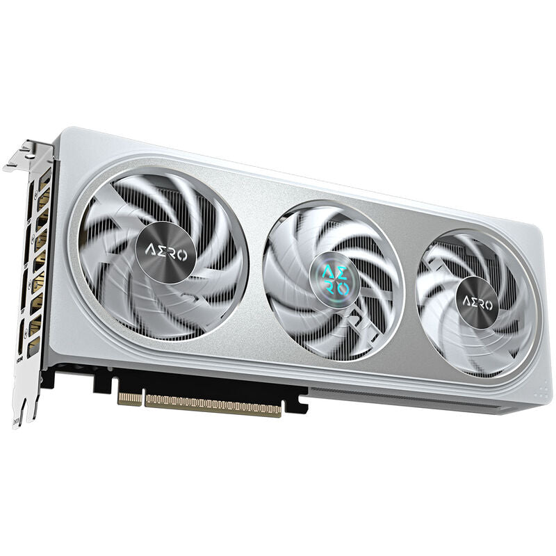 Sideprofil av Gigabyte RTX 5060 Ti Aero OC grafikkort 8 GB GDDR7 hvit