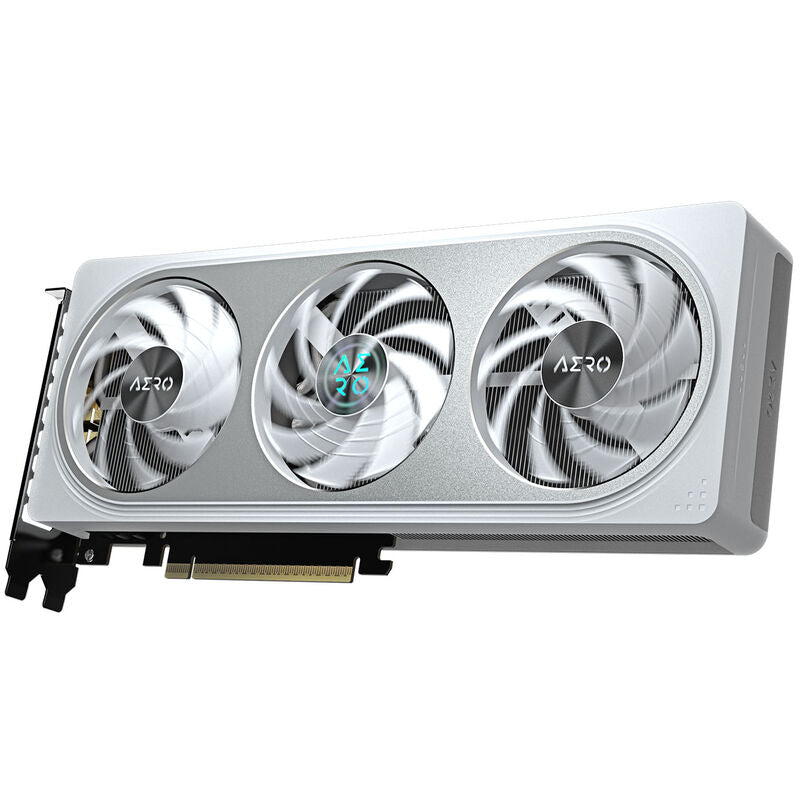 Gigabyte RTX 5060 Ti Aero OC grafikkort 8 GB GDDR7 hvit med fokus på vifter