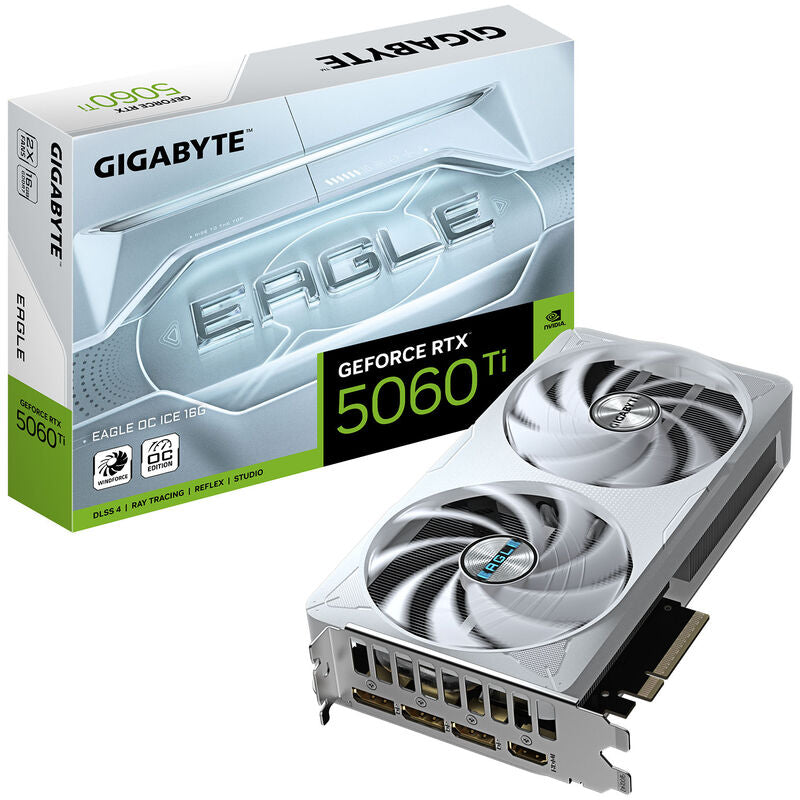 Gigabyte RTX 5060 Ti Eagle OC ICE grafikkort forfra hvit design